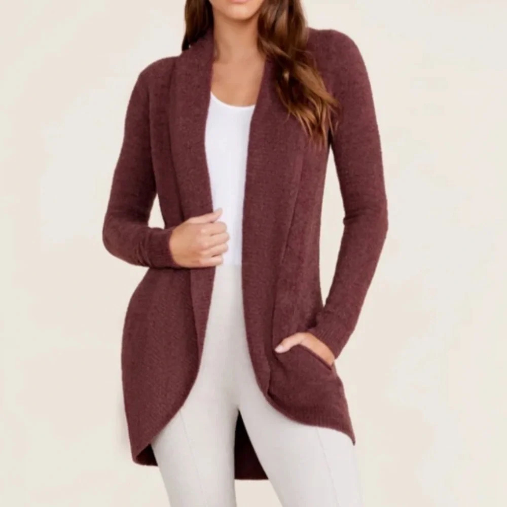 Barefoot Dreams CozyChic Lite Circle Open Cardigan Rosewood Red Size XS/S